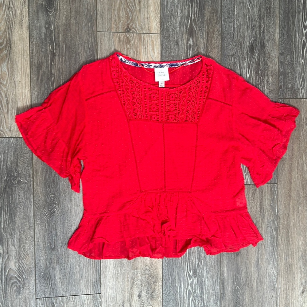 Knox Rose Red Boho Crochet Top